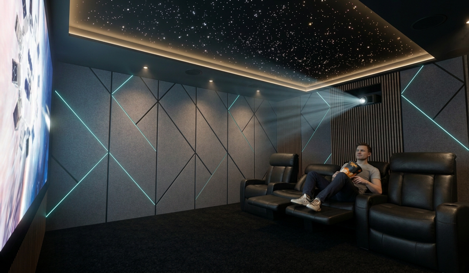 The finished Starz cinema room