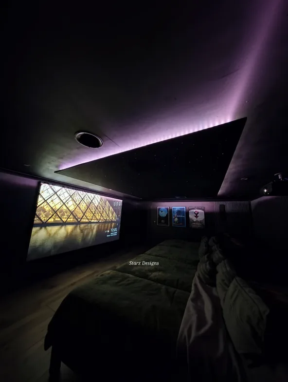 A complete Starz star ceiling glowing above a cinema